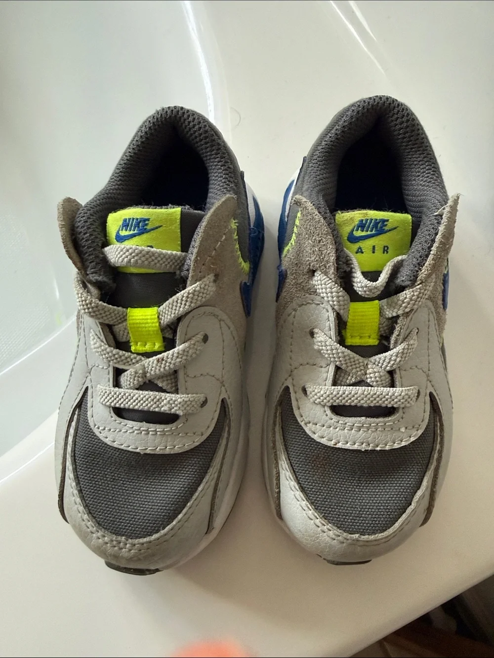 Nike Kids' Sneakers - Gray, Blue & Neon Yellow Accents